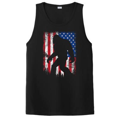 Bigfoot 4th Of July American USA Flag Patriotic Veterans Day PosiCharge Competitor Tank