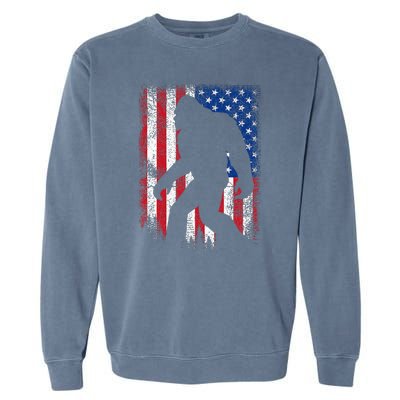 Bigfoot 4th Of July American USA Flag Patriotic Veterans Day Garment-Dyed Sweatshirt