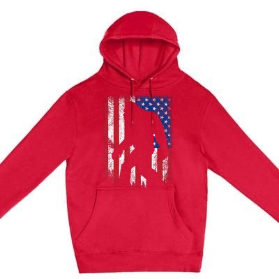 Bigfoot 4th Of July American USA Flag Patriotic Veterans Day Premium Pullover Hoodie