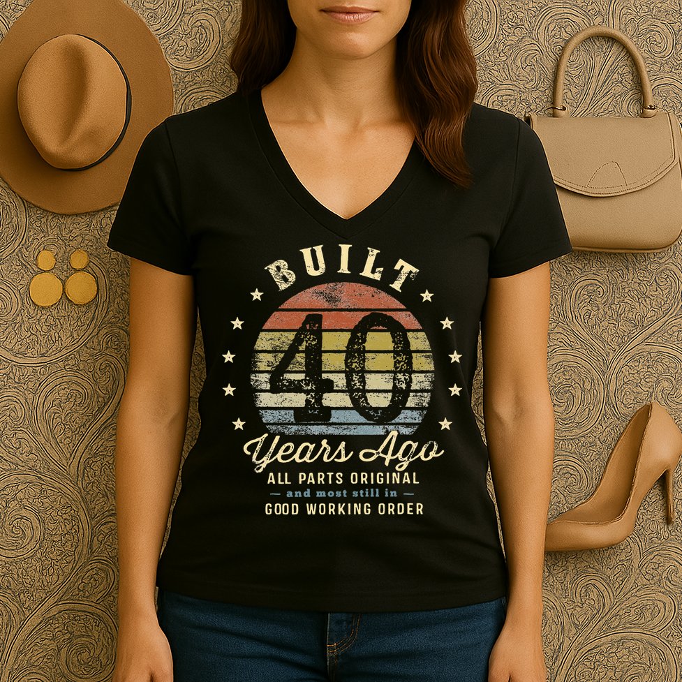 Built 40 Years Ago All Parts Original Gifts 40th Birthday Women's V-Neck T-Shirt