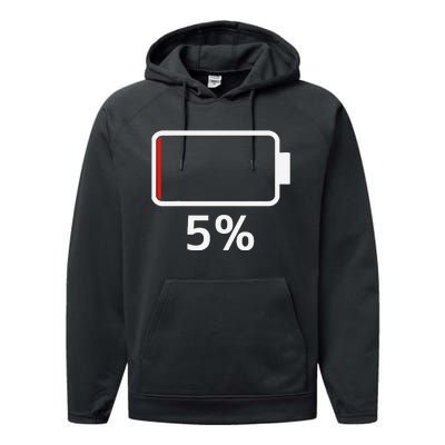 Battery 5 Charged Energy Battery Low Battery Low Dead Performance Fleece Hoodie