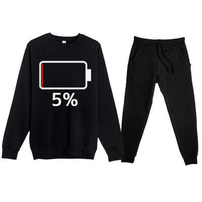 Battery 5 Charged Energy Battery Low Battery Low Dead Premium Crewneck Sweatsuit Set