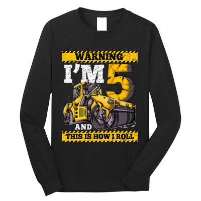 Birthday 5 Construction 5th Birthday Roller 5th Birthday Long Sleeve Shirt