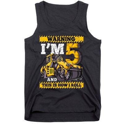 Birthday 5 Construction 5th Birthday Roller 5th Birthday Tank Top