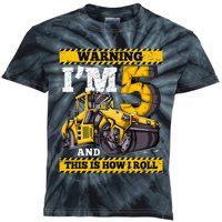 Birthday 5 Construction 5th Birthday Roller 5th Birthday Kids Tie-Dye T-Shirt