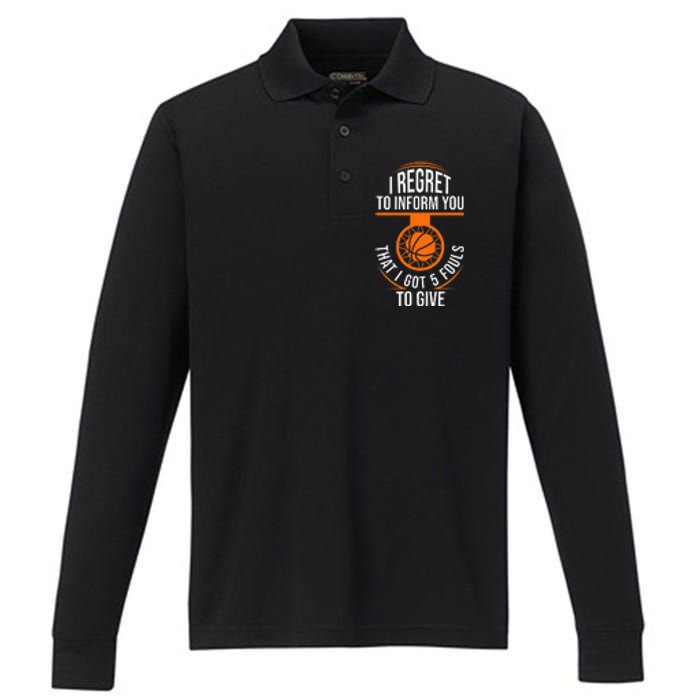 Basketball 5 Fouls Quote Funny Basketball Performance Long Sleeve Polo