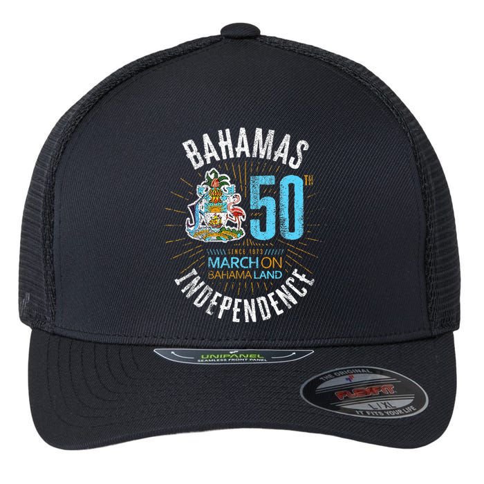 Bahamas 50th Independence Bahamian Flag Nassau Bahamas Flag Flexfit Unipanel Trucker Cap