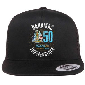 Bahamas 50th Independence Bahamian Flag Nassau Bahamas Flag Flat Bill Trucker Hat