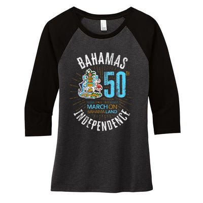 Bahamas 50th Independence Bahamian Flag Nassau Bahamas Flag Women's Tri-Blend 3/4-Sleeve Raglan Shirt