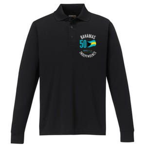 Bahamas 50th Independence Bahamian Flag Nassau Bahamas Flag Performance Long Sleeve Polo