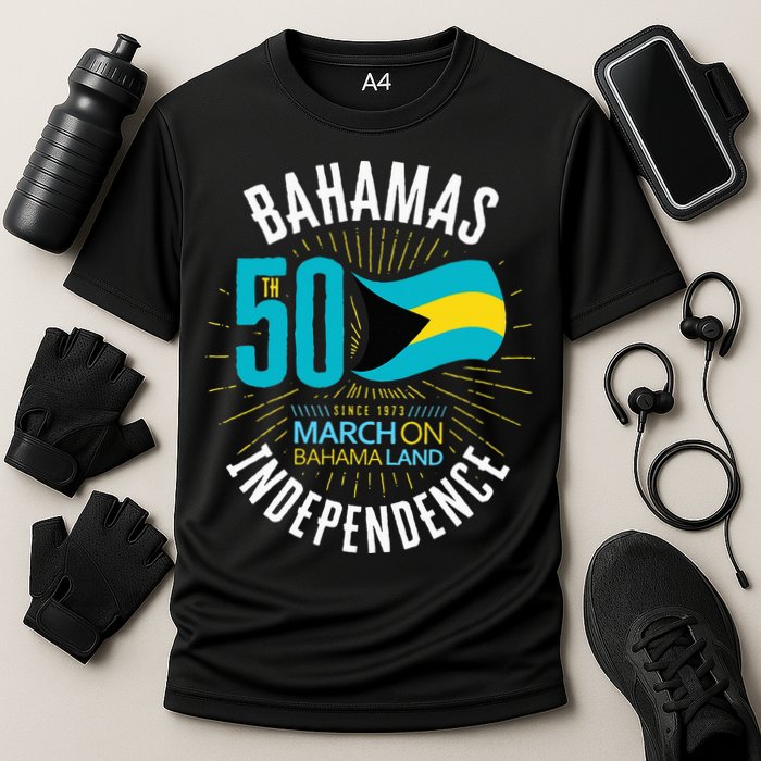 Bahamas 50th Independence Bahamian Flag Nassau Bahamas Flag Cooling Performance Crew T-Shirt