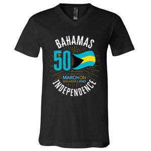 Bahamas 50th Independence Bahamian Flag Nassau Bahamas Flag V-Neck T-Shirt