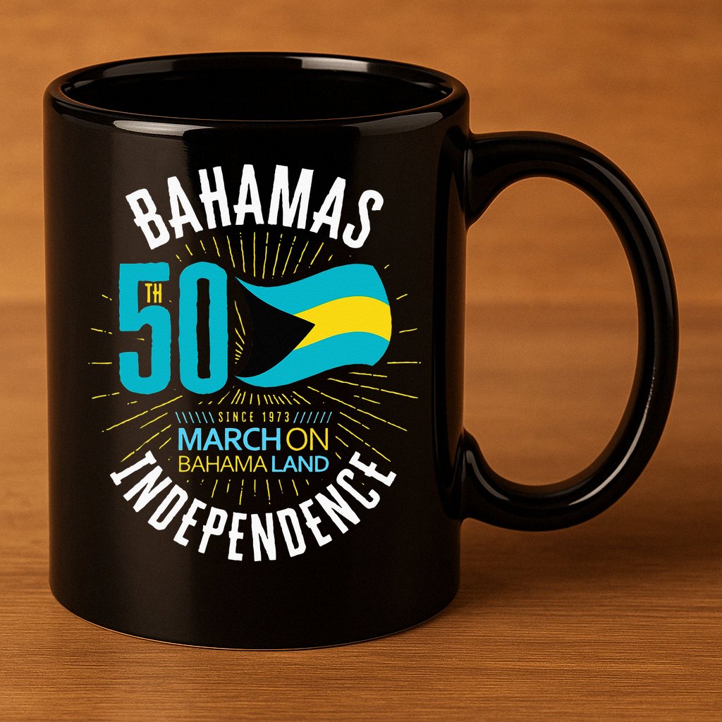 Bahamas 50th Independence Bahamian Flag Nassau Bahamas Flag 11oz C Handle Ceramic Mug