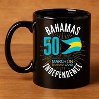 Bahamas 50th Independence Bahamian Flag Nassau Bahamas Flag 11oz C Handle Ceramic Mug