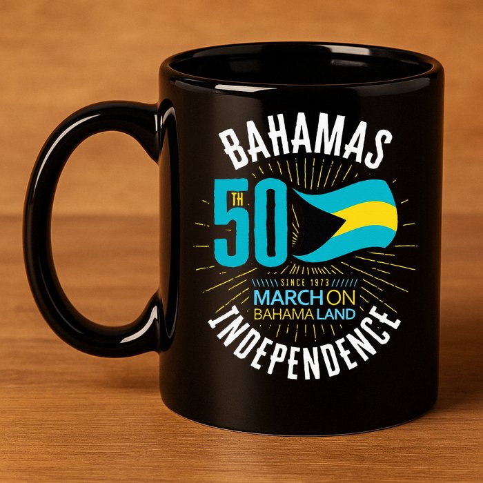 Bahamas 50th Independence Bahamian Flag Nassau Bahamas Flag 11oz C Handle Ceramic Mug