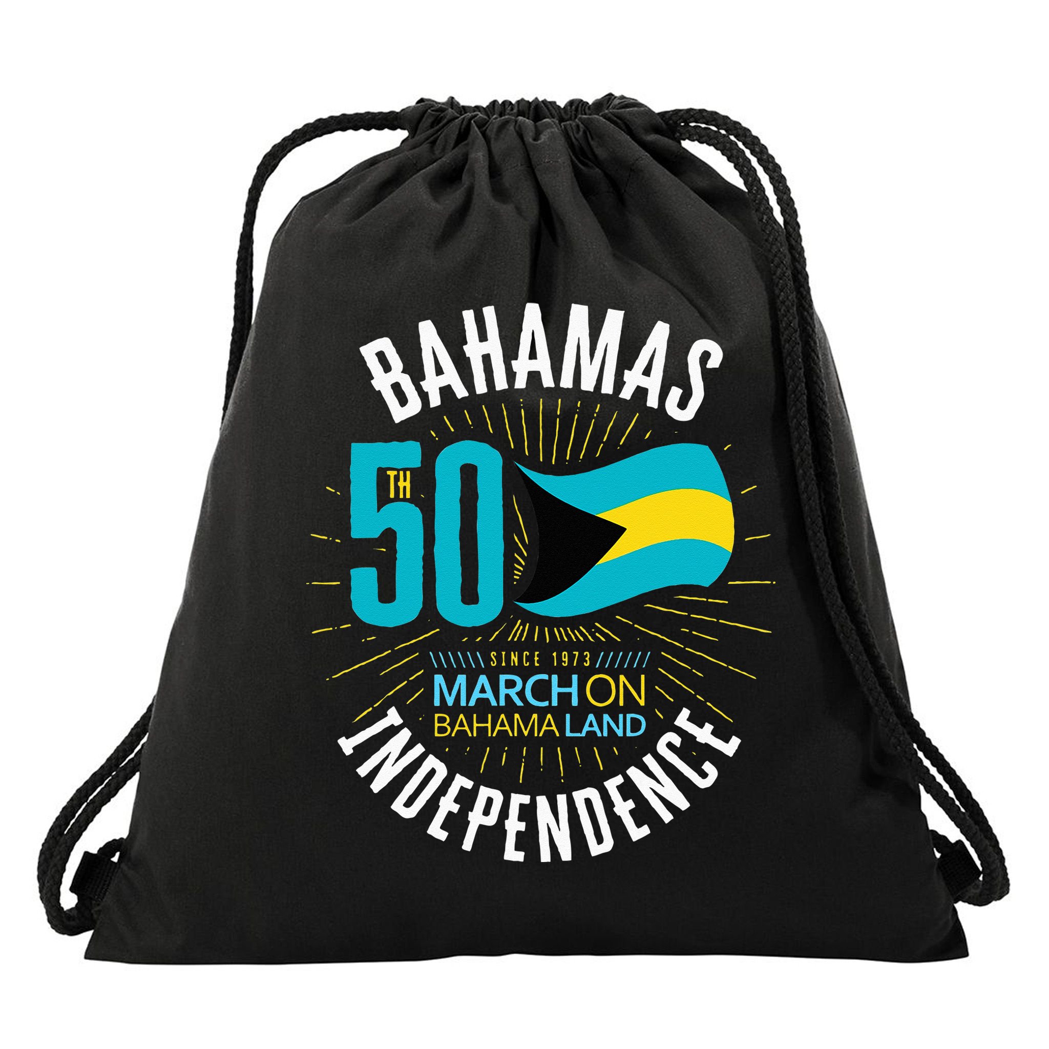 Bahamas 50th Independence Bahamian Flag Nassau Bahamas Flag Drawstring Bag