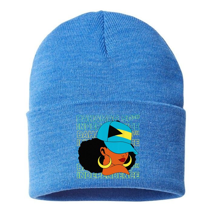 Bahamas 50th Independence Day Bahamian Flag Sustainable Knit Beanie