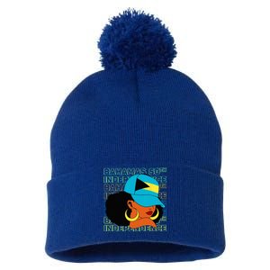 Bahamas 50th Independence Day Bahamian Flag Pom Pom 12in Knit Beanie