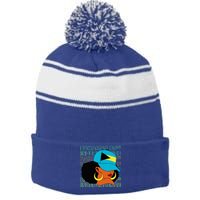 Bahamas 50th Independence Day Bahamian Flag Stripe Pom Pom Beanie