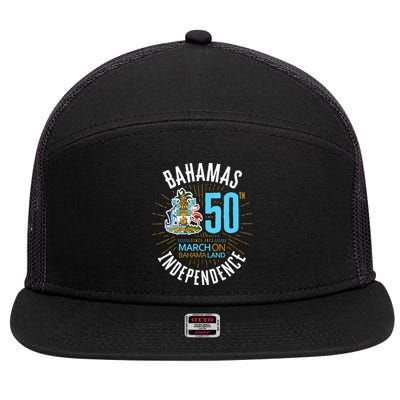 Bahamas 50th Independence Bahamian Flag Nassau Bahamas Flag 7 Panel Mesh Trucker Snapback Hat