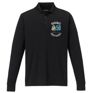 Bahamas 50th Independence Bahamian Flag Nassau Bahamas Flag Performance Long Sleeve Polo