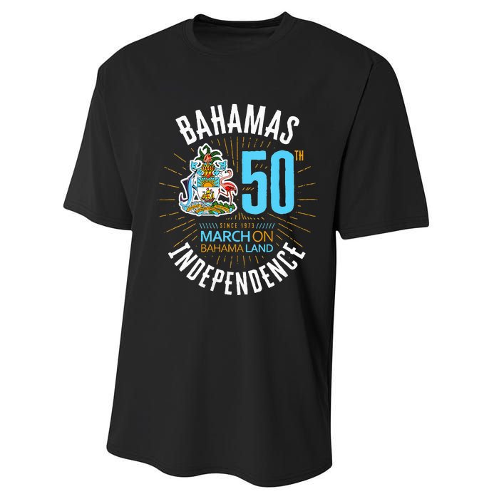 Bahamas 50th Independence Bahamian Flag Nassau Bahamas Flag Performance Sprint T-Shirt