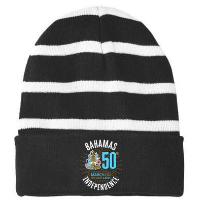 Bahamas 50th Independence Bahamian Flag Nassau Bahamas Flag Striped Beanie with Solid Band