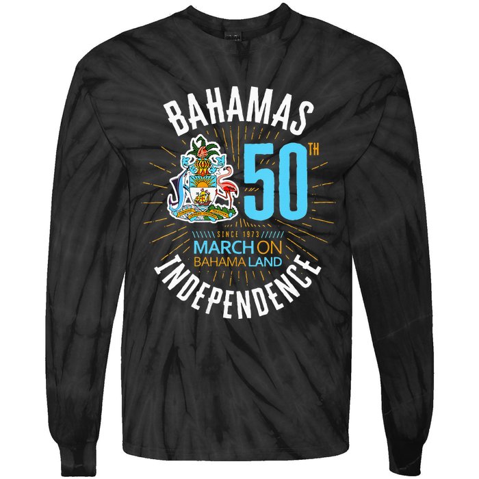 Bahamas 50th Independence Bahamian Flag Nassau Bahamas Flag Tie-Dye Long Sleeve Shirt