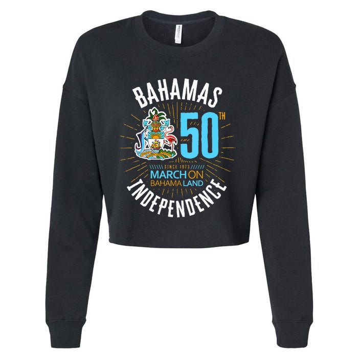 Bahamas 50th Independence Bahamian Flag Nassau Bahamas Flag Cropped Pullover Crew