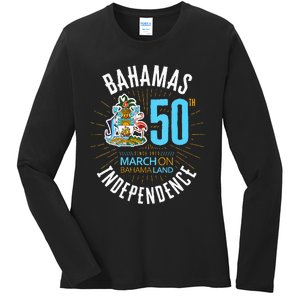 Bahamas 50th Independence Bahamian Flag Nassau Bahamas Flag Ladies Long Sleeve Shirt