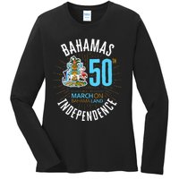 Bahamas 50th Independence Bahamian Flag Nassau Bahamas Flag Ladies Long Sleeve Shirt