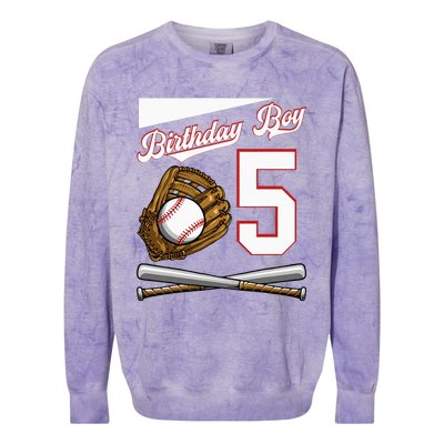 Birthday 5 Party Cake Baseball Field Bat Catcher Homerun Colorblast Crewneck Sweatshirt