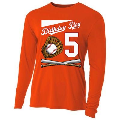 Birthday 5 Party Cake Baseball Field Bat Catcher Homerun Cooling Performance Long Sleeve Crew