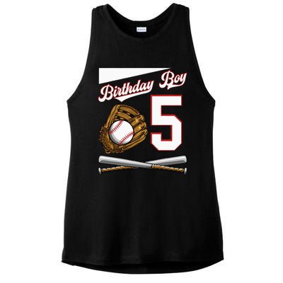 Birthday 5 Party Cake Baseball Field Bat Catcher Homerun Ladies PosiCharge Tri-Blend Wicking Tank