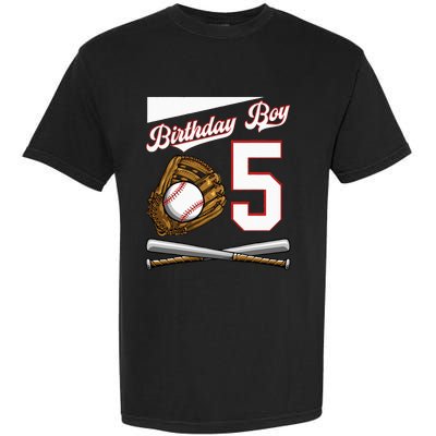 Birthday 5 Party Cake Baseball Field Bat Catcher Homerun Garment-Dyed Heavyweight T-Shirt