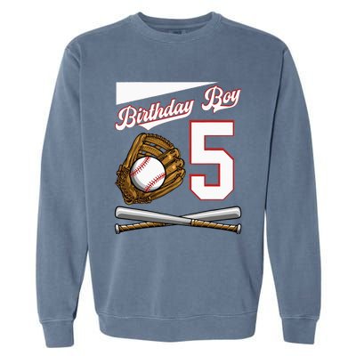 Birthday 5 Party Cake Baseball Field Bat Catcher Homerun Garment-Dyed Sweatshirt