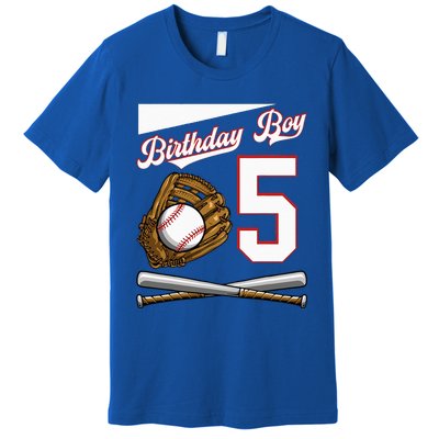 Birthday 5 Party Cake Baseball Field Bat Catcher Homerun Premium T-Shirt