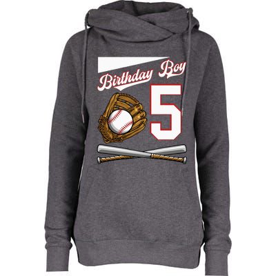 Birthday 5 Party Cake Baseball Field Bat Catcher Homerun Womens Funnel Neck Pullover Hood