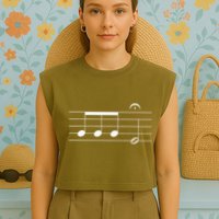 Beethoven 5th Symphony Notes Classical Music Composer Garment-Dyed Women's Muscle Tee