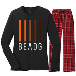 Beadg 5 String Bass Guitar Women's Long Sleeve Flannel Pajama Set 