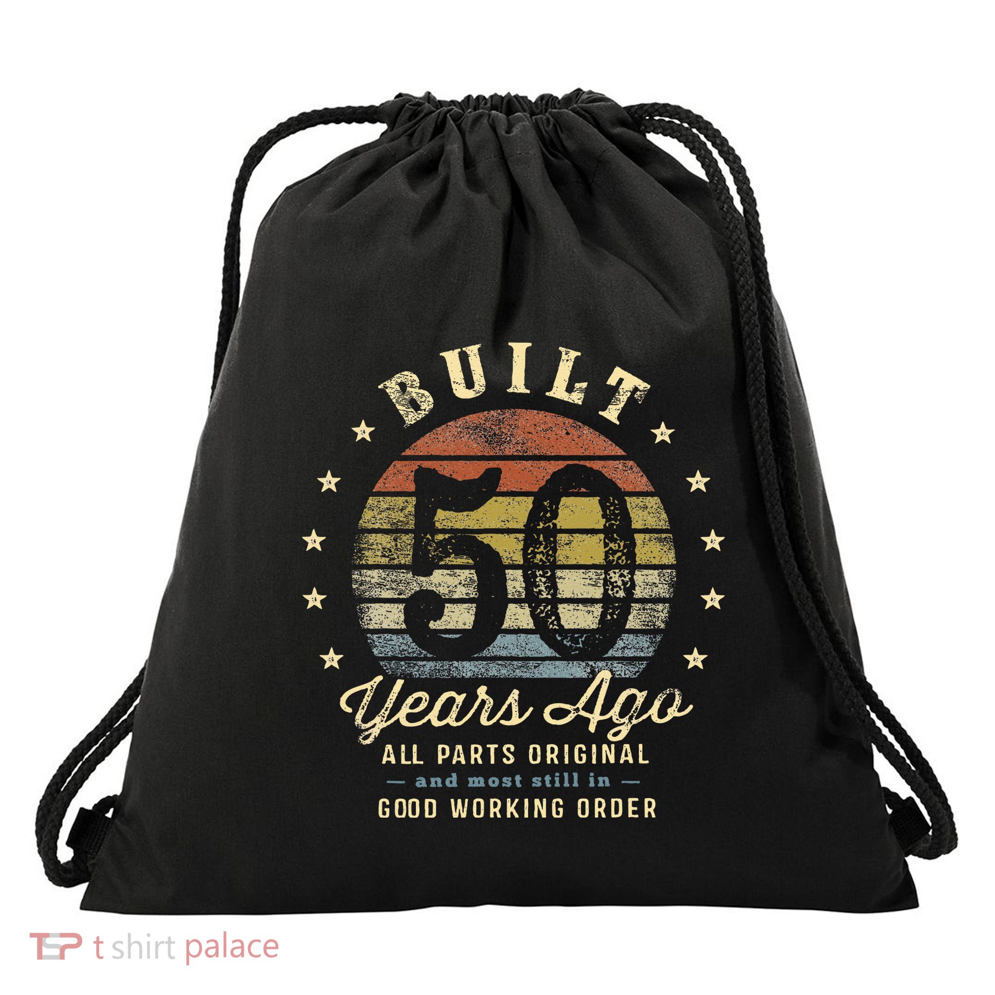 Built 50 Years Ago All Parts Original Gifts 50th Birthday Drawstring Bag