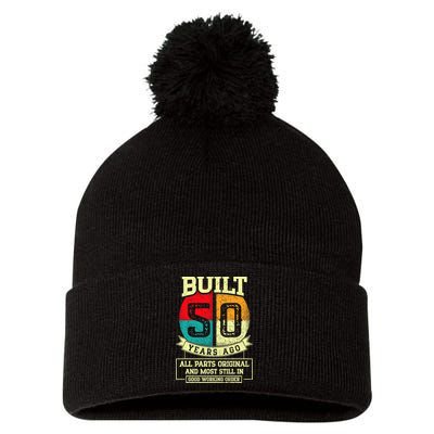 Built 50 Years Ago All Parts Original 50th Birthday Pom Pom 12in Knit Beanie