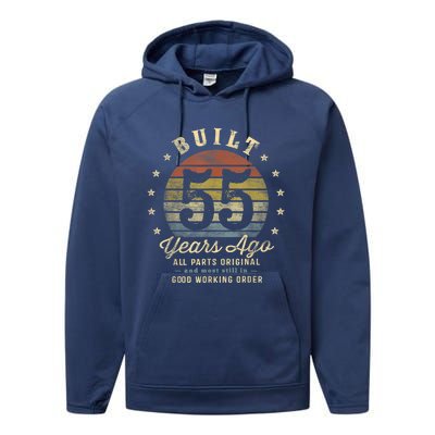 Built 55 Years Ago - All Parts Original Gifts 55th Birthday Performance Fleece Hoodie