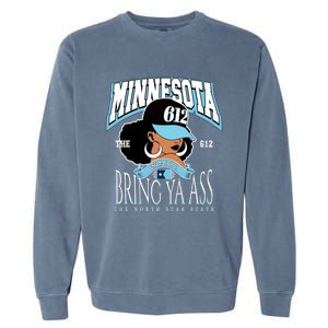 Bold 612 Afro Queen Design Minnesota Bring Ya Ass Funny Gift Garment-Dyed Sweatshirt