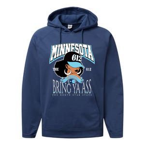 Bold 612 Afro Queen Design Minnesota Bring Ya Ass Funny Gift Performance Fleece Hoodie