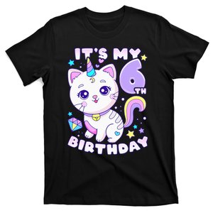 Birthday 6 years old cat unicorn 6th birthday T-Shirt