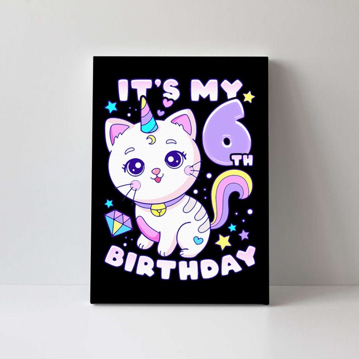 Birthday 6 years old cat unicorn 6th birthday Canvas