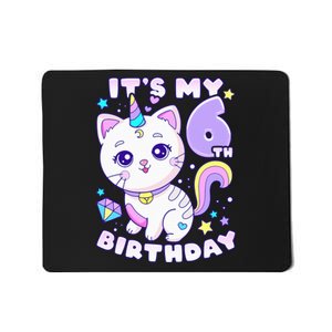 Birthday 6 years old cat unicorn 6th birthday Mousepad