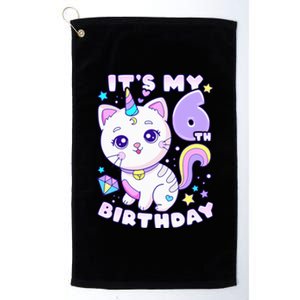 Birthday 6 years old cat unicorn 6th birthday Platinum Collection Golf Towel