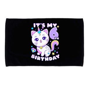 Birthday 6 years old cat unicorn 6th birthday Microfiber Hand Towel